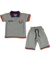 Compleu vara baieti, tricou si pantaloni scurti, Road Course, bumbac, gri